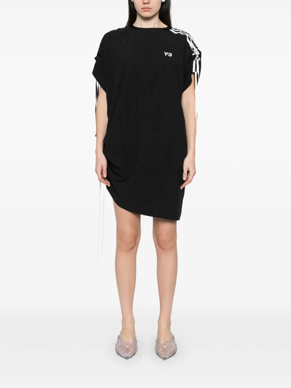 Y-3 Jurk met gestreepte mouwen Zwart