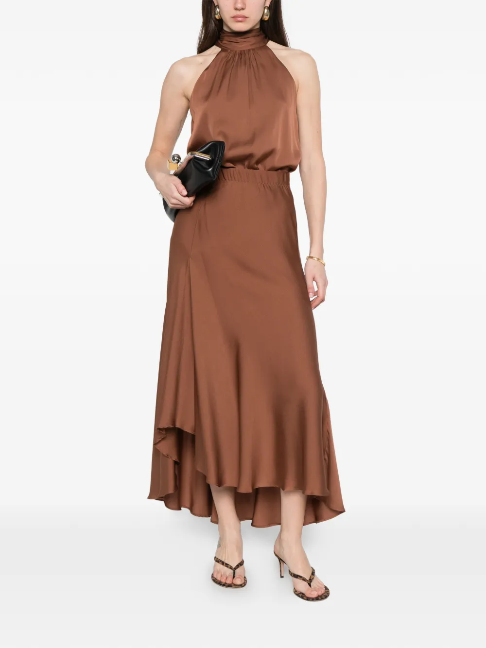  Silk95five Sirene Layered Midi Skirt - Brown 