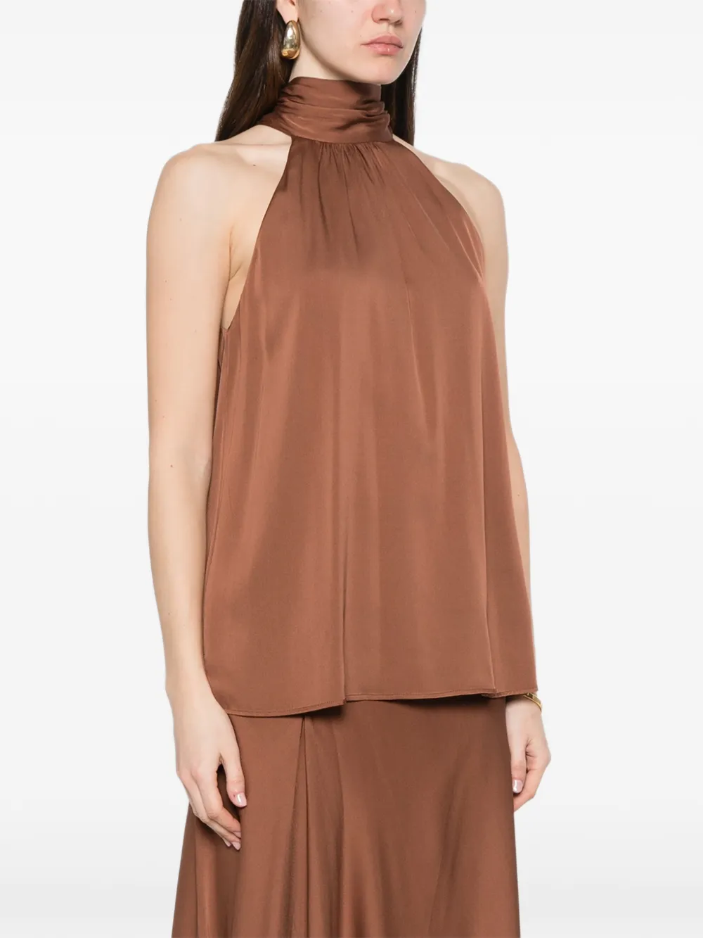  Silk95five Villete Halterneck Blouse - Brown 
