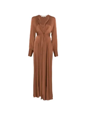 TWINSET Long Satin Dress | Brown | FARFETCH