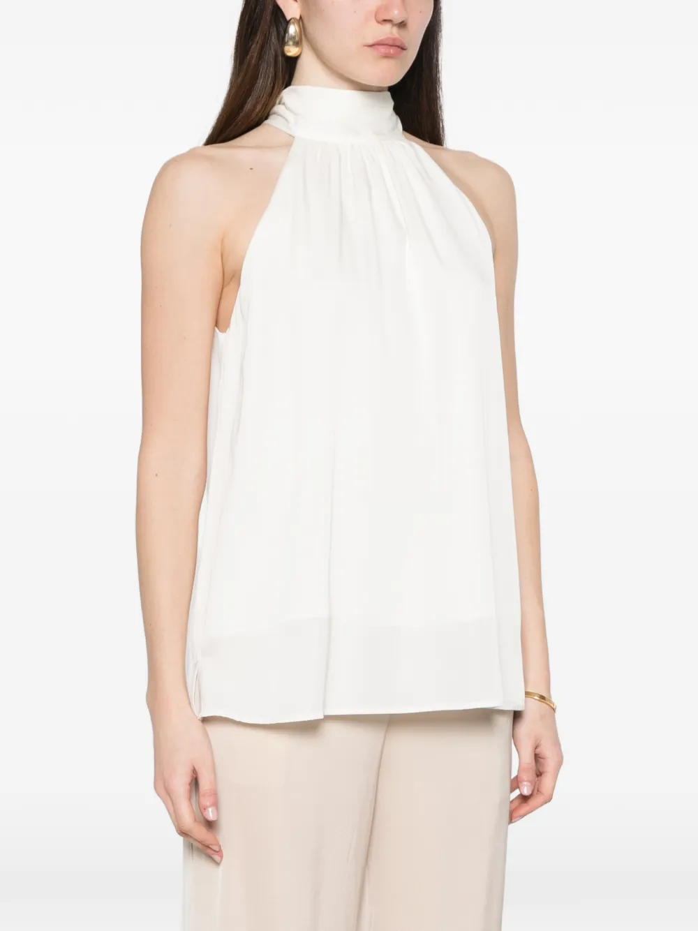  Silk95five Villet High-neck Blouse - White 