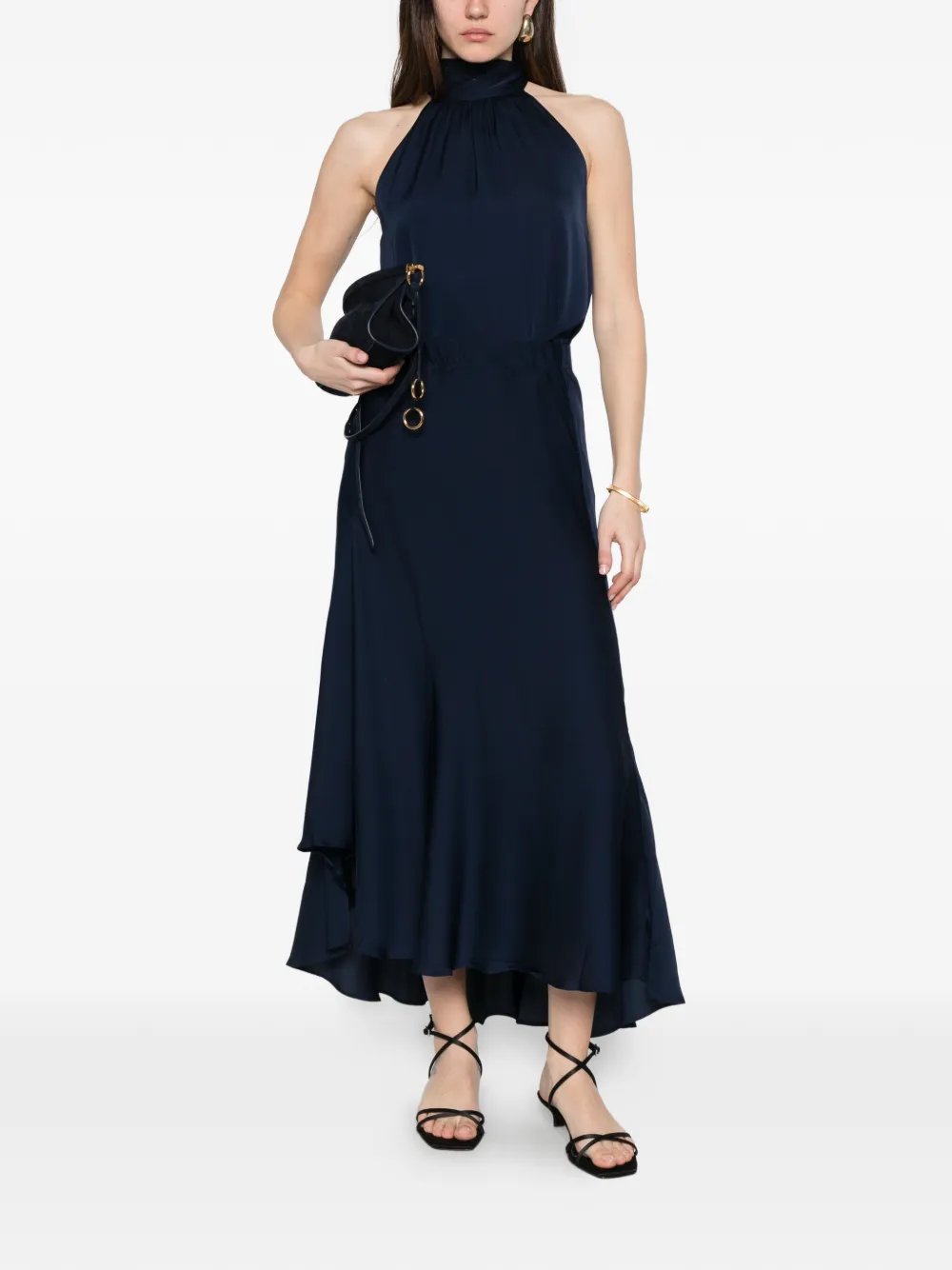  Silk95five Sirene Draped Midi Skirt - Blue 