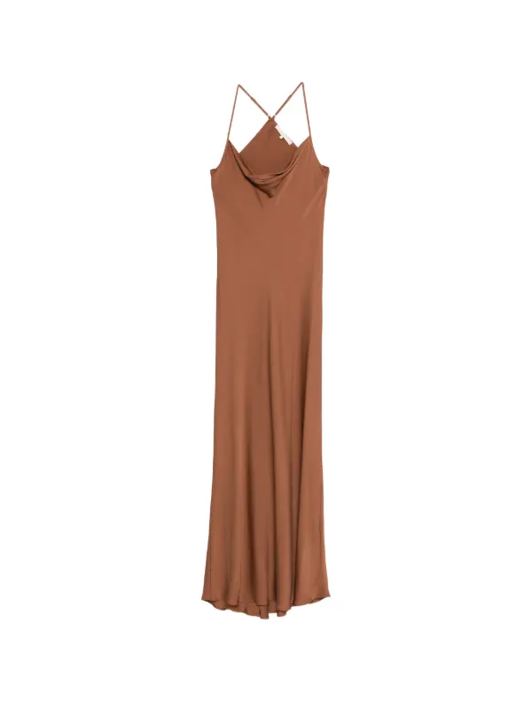SILK95FIVE St. Germaine Cowl Neck Slip Maxi Dress | Brown | FARFETCH BH