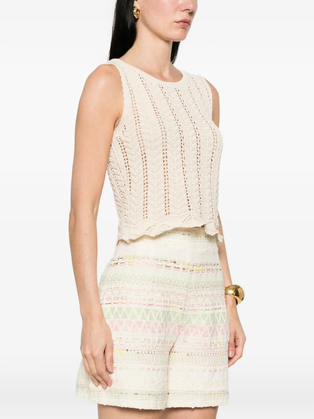  Bye Crochet Scallop Top - Neutrals 