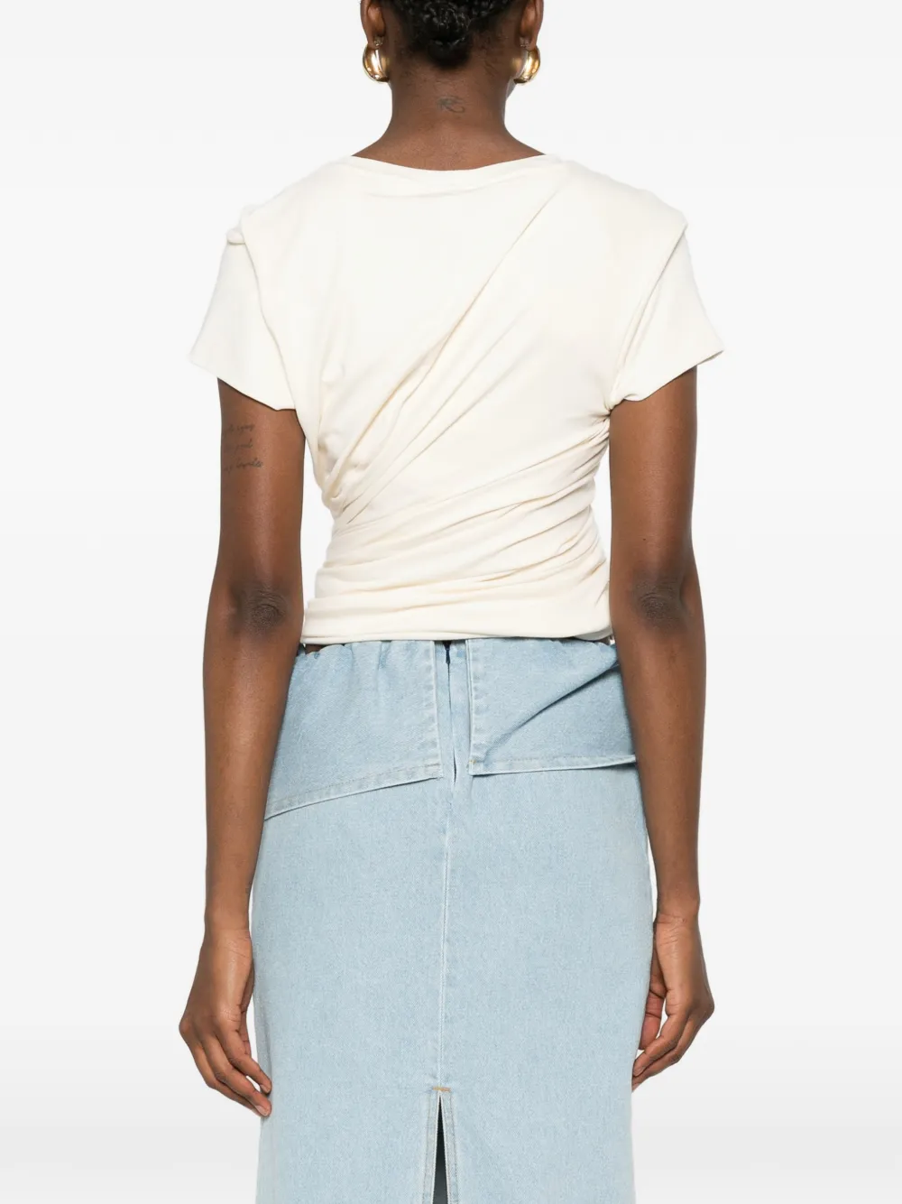 Magda Butrym Side-knot Detail T-shirt in Neutrals, view 4