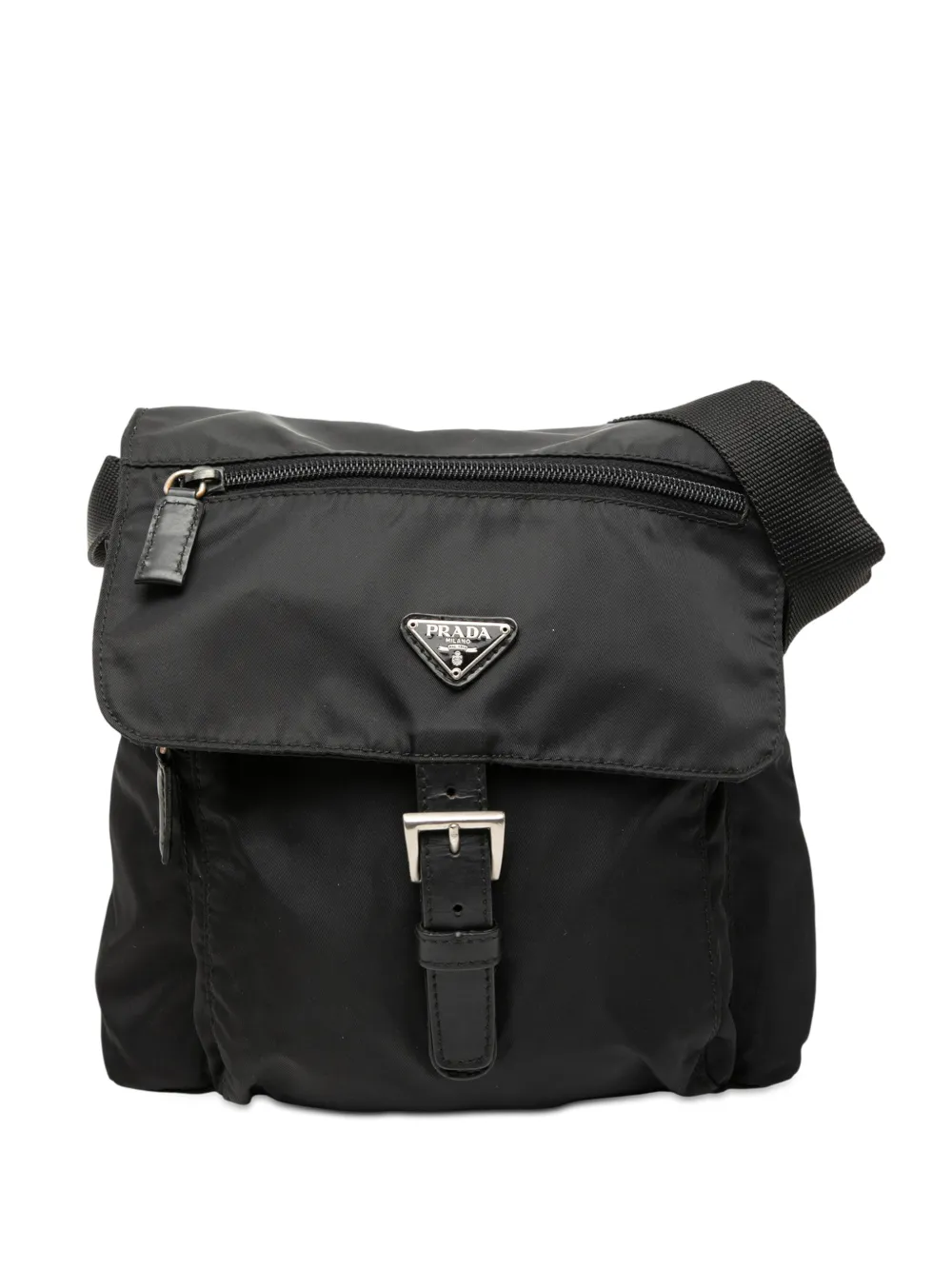 Prada Pre-Owned 2000-2012 Tessuto Zip Buckle Messenger Bag crossbody bag - Nero