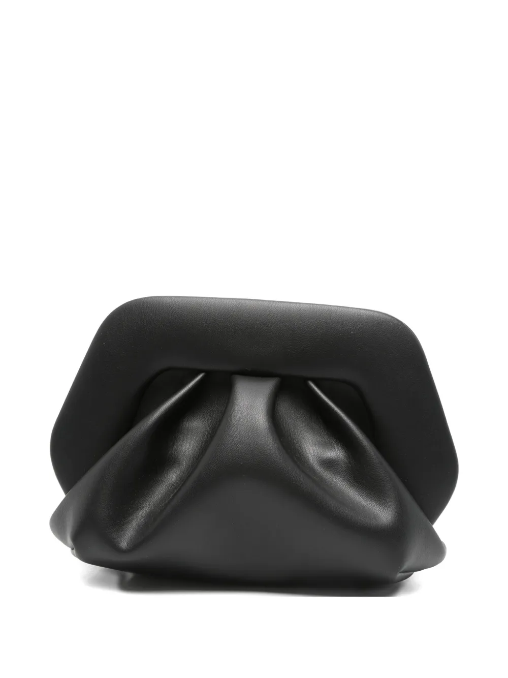 Themoirè small Bios ruched-top clutch bag - Nero