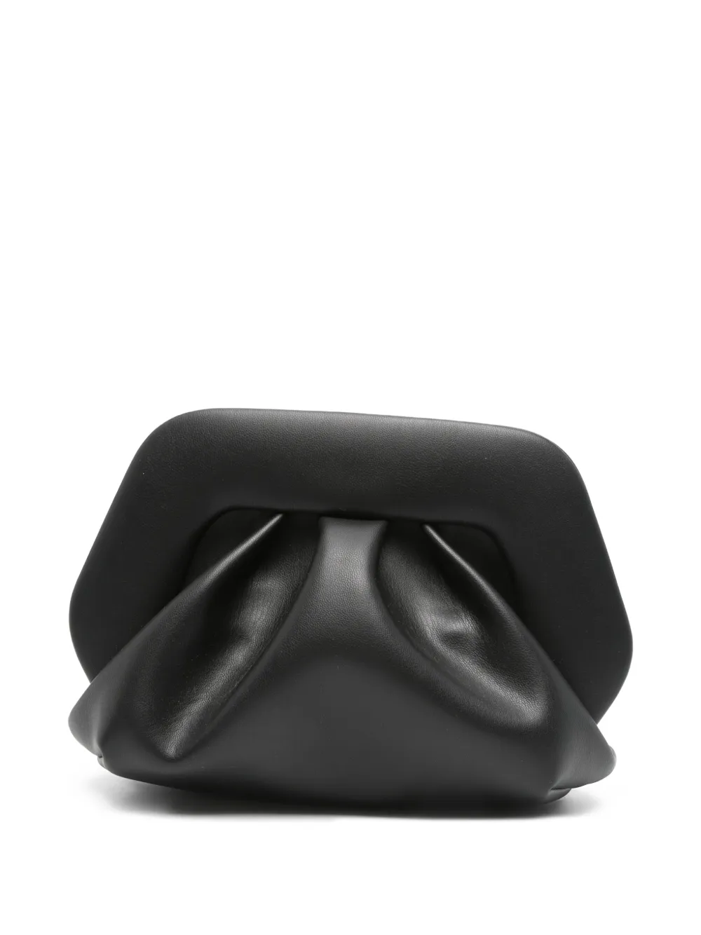 Themoirè small Bios ruched-top clutch bag - Nero