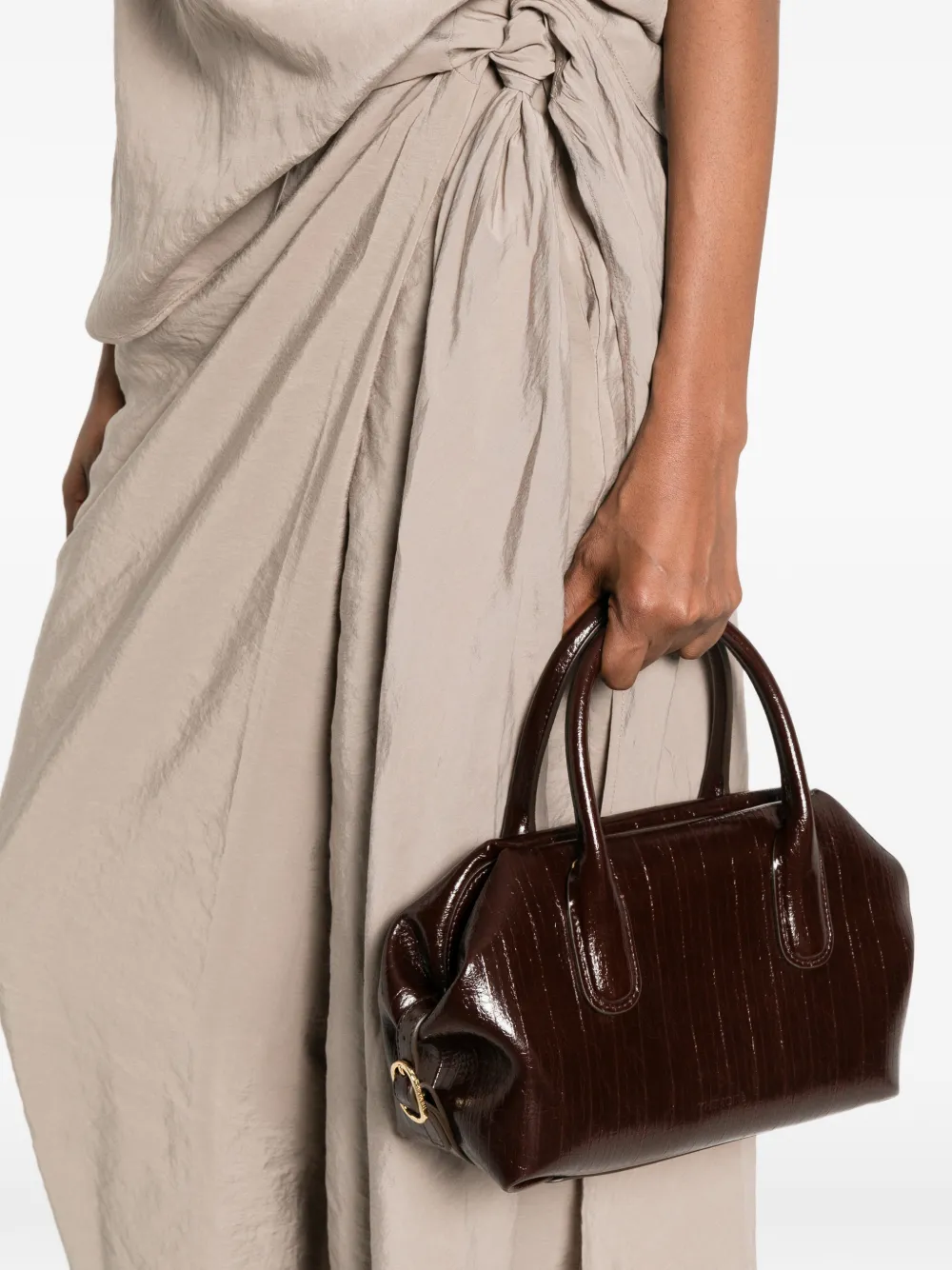 Themoirè Kleine Tallia shopper met handvat Bruin