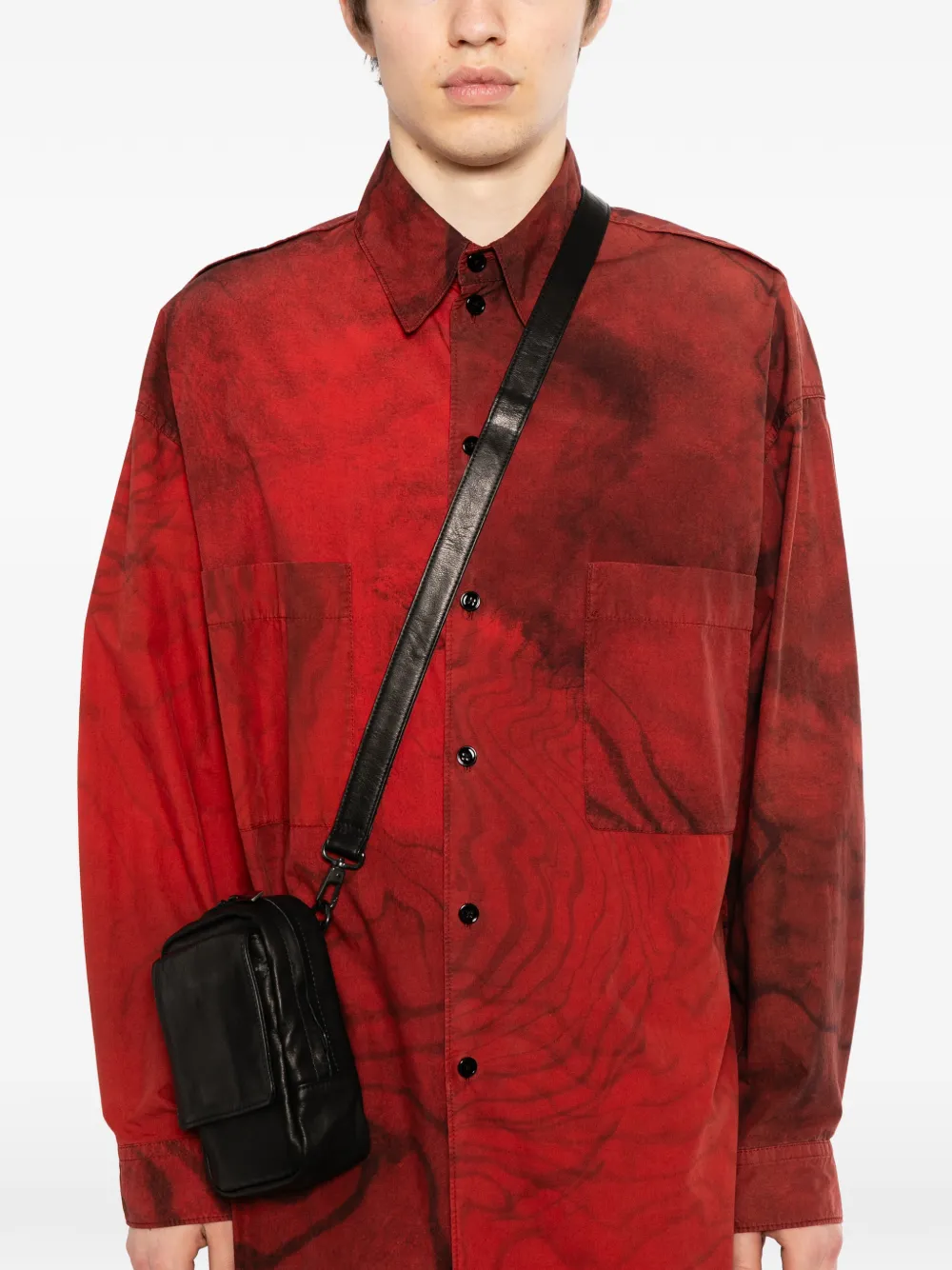  Yohji Yamamoto Scratch Leather Messenger Bag - Red 