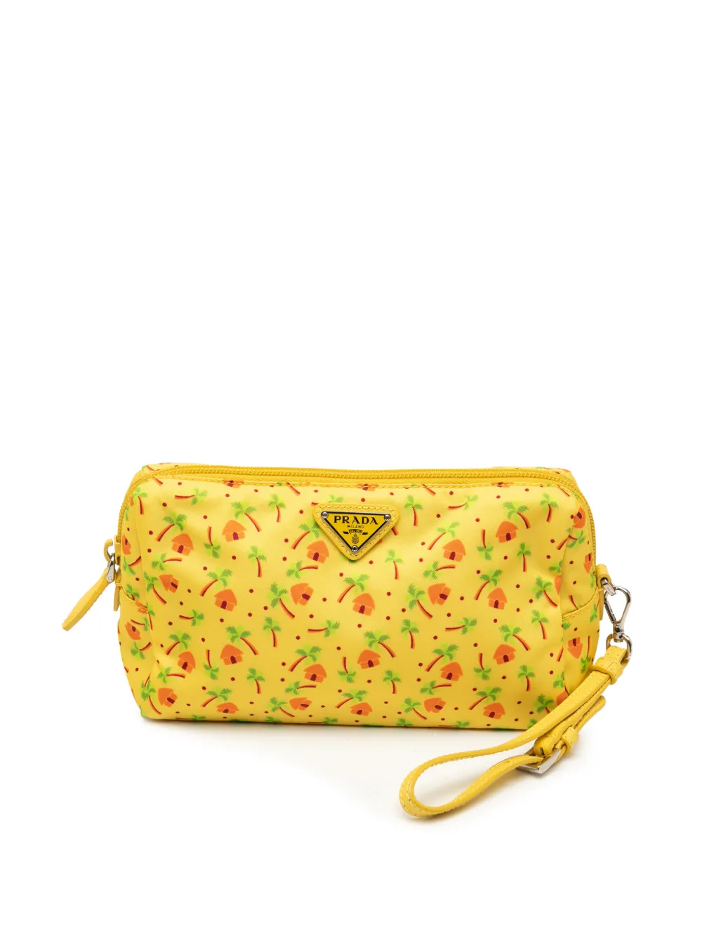 Prada Pre-Owned 2000-2013 Tessuto Stampato Palm Cosmetic pouch - Giallo