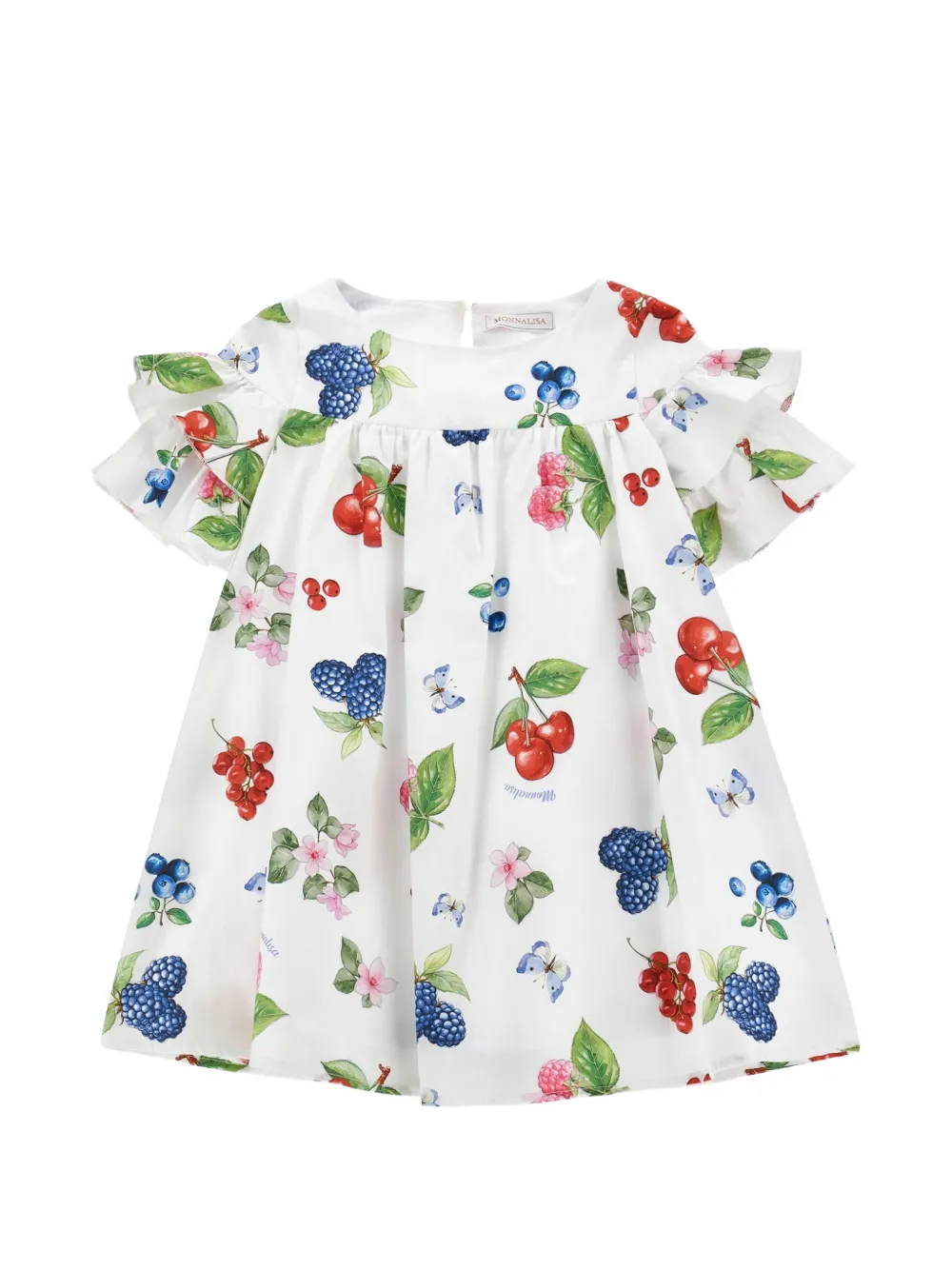 Monnalisa fruit-print ruffled dress - Bianco