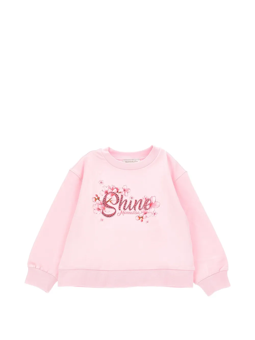 Monnalisa floral-print rhinestone-embellished sweatshirt - Rosa