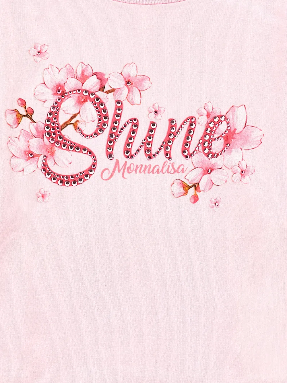 Monnalisa Sweater met bloemen-print en stras Roze