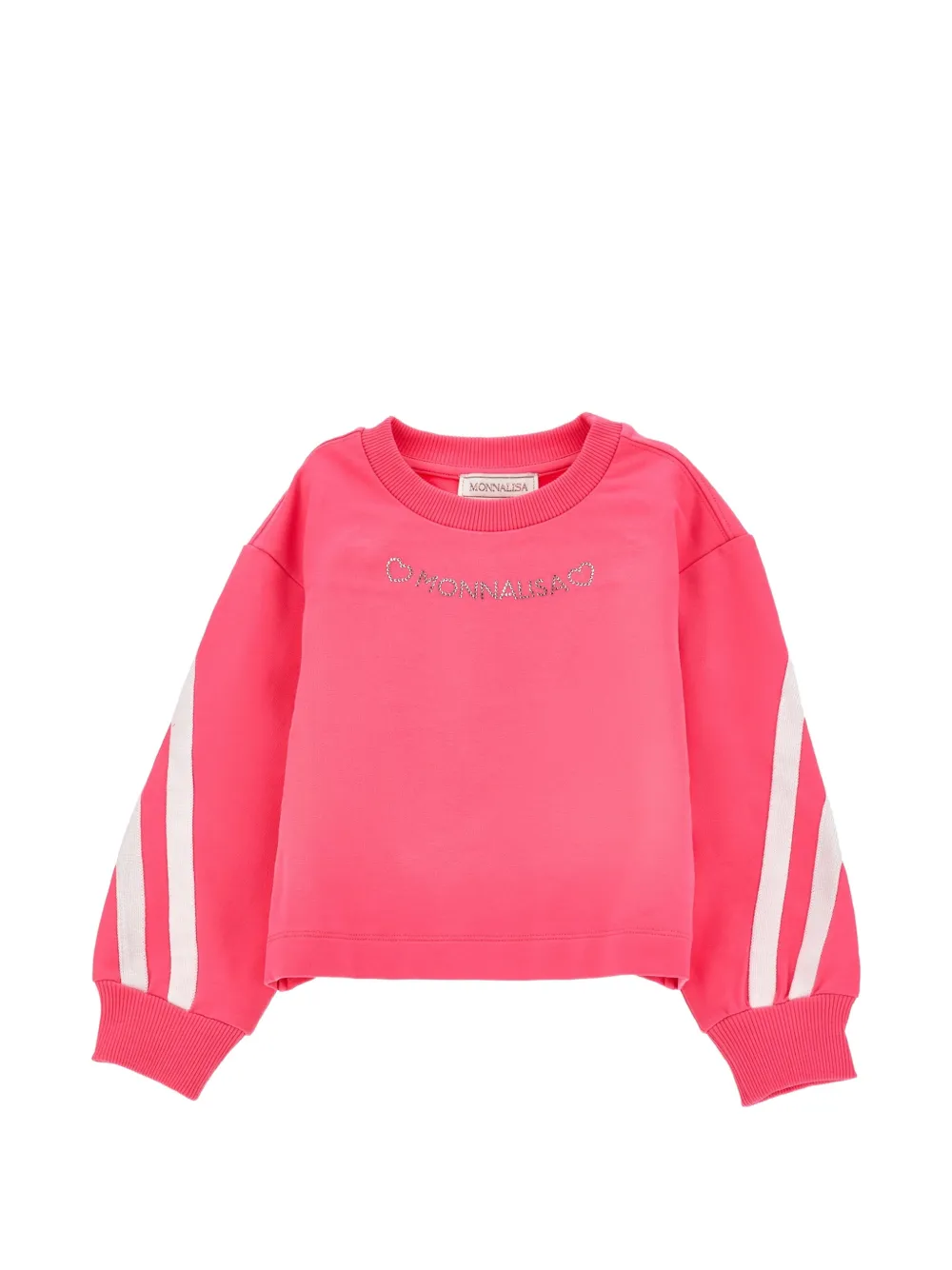 Monnalisa rhinestone-embellished side-stripe sweater - Pink
