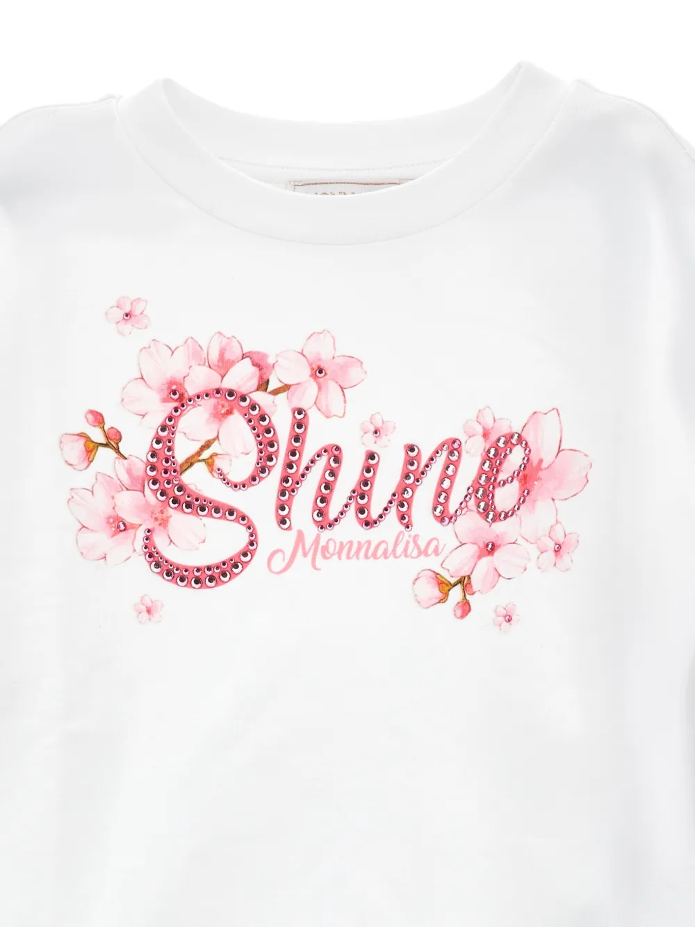  Monnalisa Pull à Fleurs Et à Strass - Blanc 
