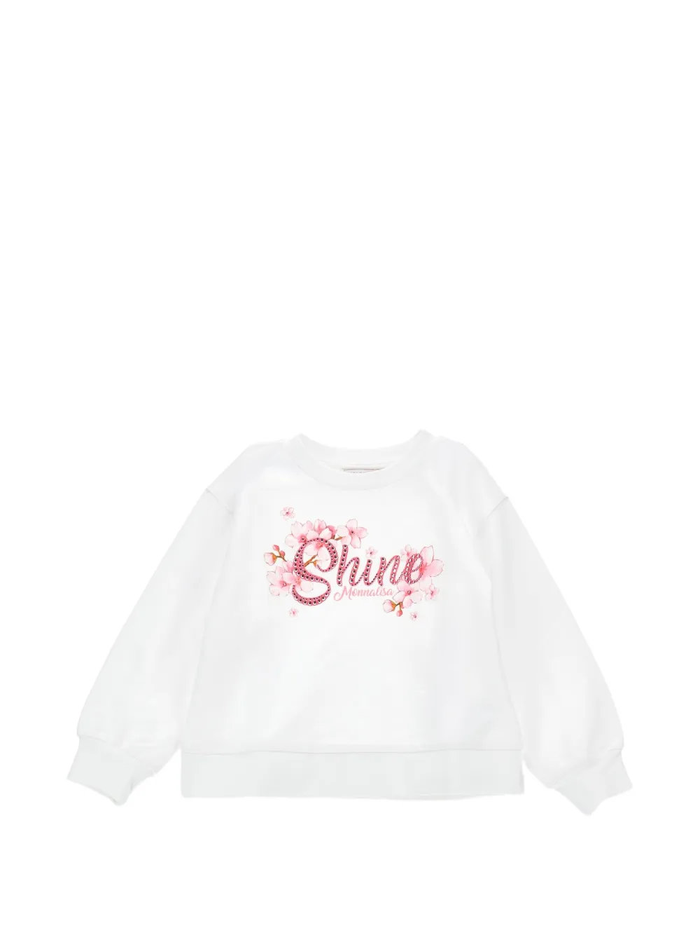 Monnalisa floral-print rhinestone-embellished sweater - White