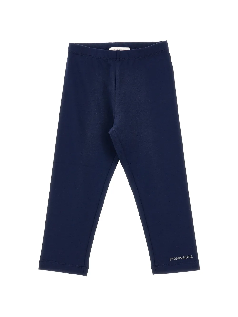 Monnalisa rhinestone-logo cropped trousers - Blu