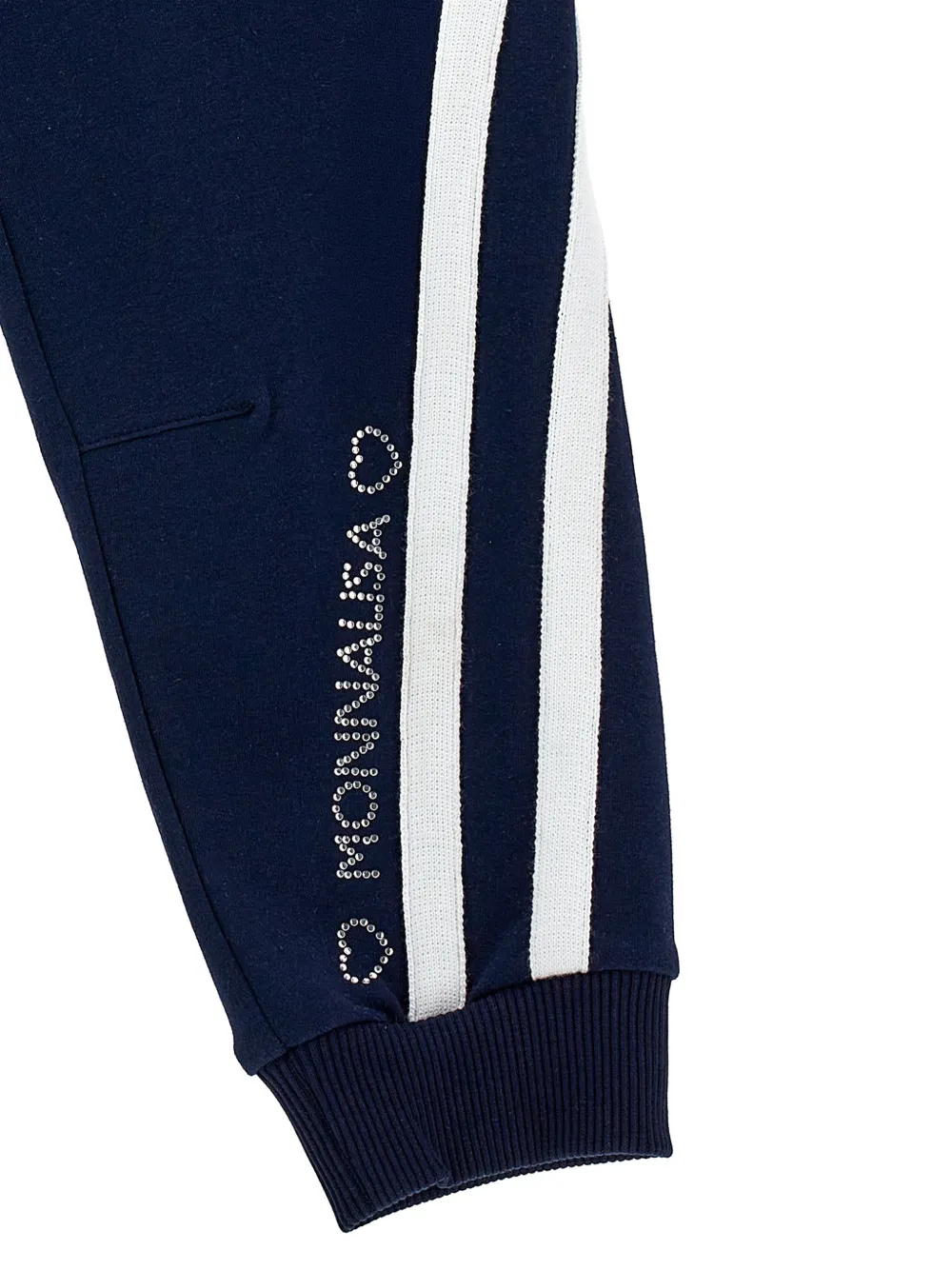  Monnalisa Pantalon De Jogging à Rayures Latérales Et à Strass - Bleu 