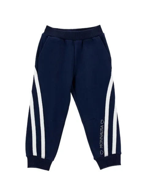 Monnalisa rhinestone-embellished side-stripe track pants