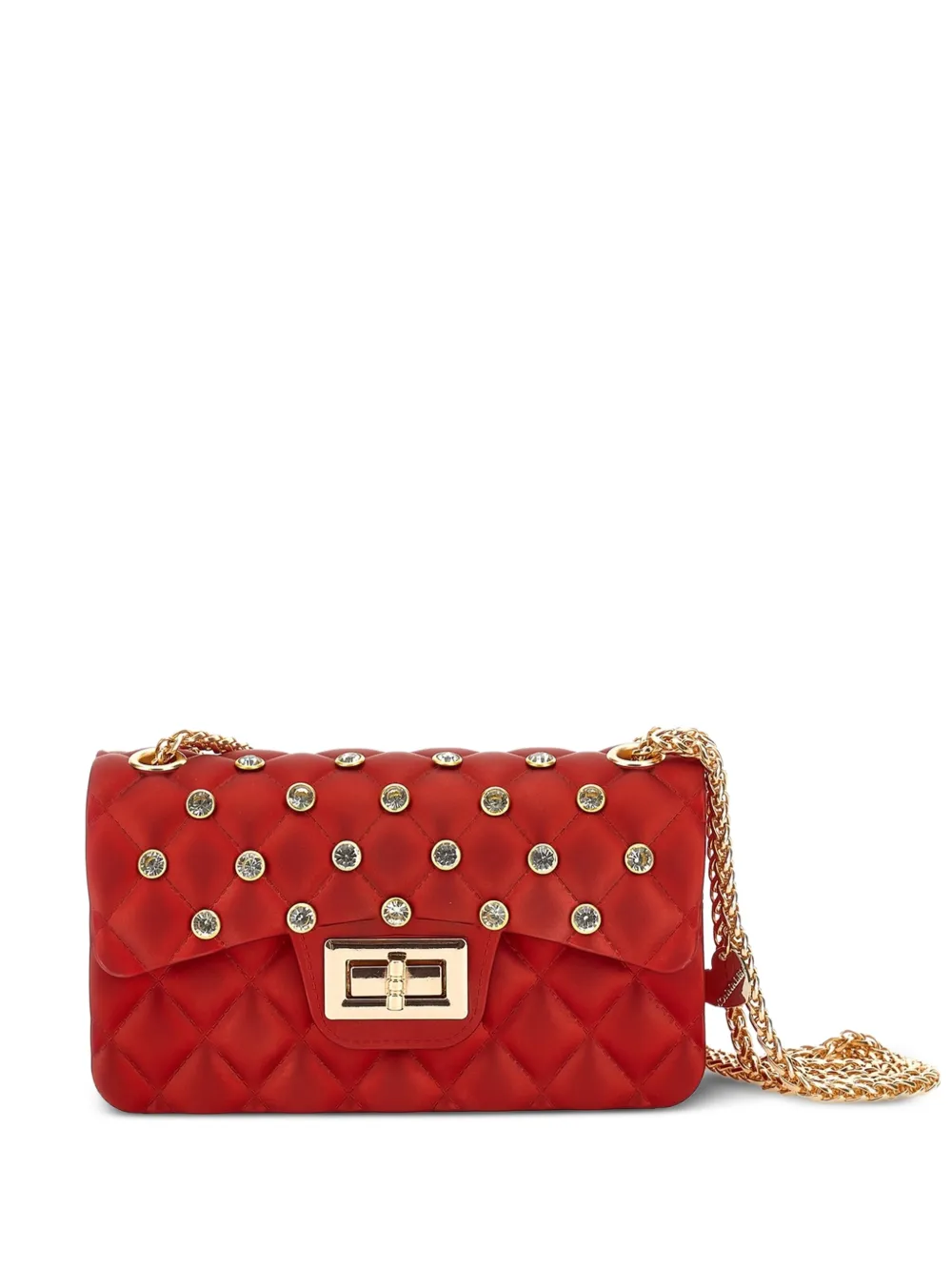 Monnalisa quilted crystal-embellished shoulder bag - Rosso