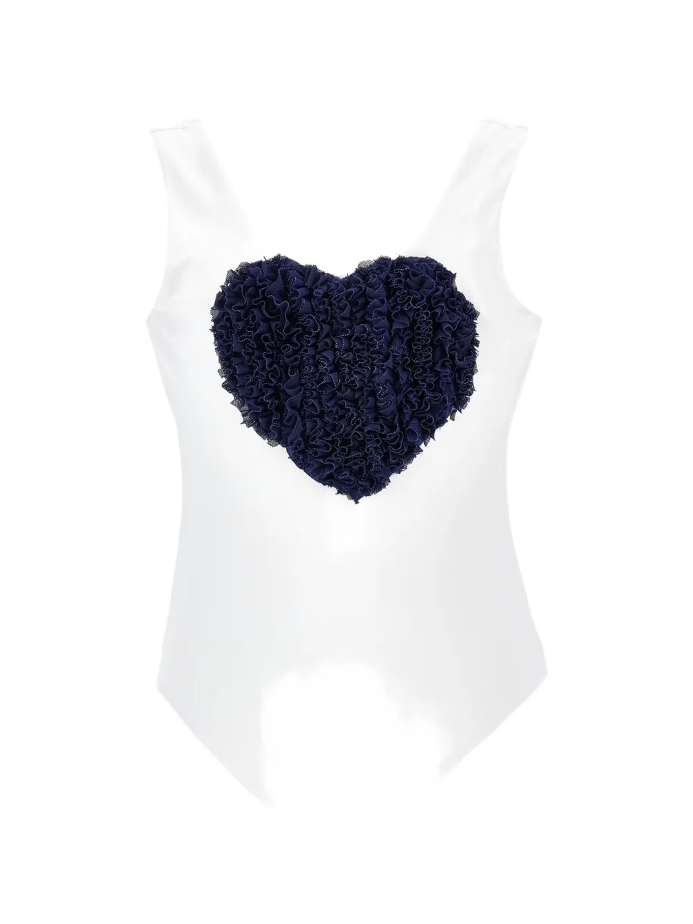 Monnalisa ruffled heart-patch swimsuit - Bianco