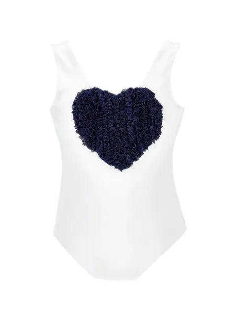 Monnalisa ruffled heart-patch swimsuit