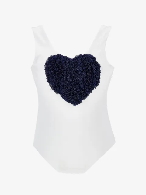 Monnalisa ruffled heart-patch swimsuit