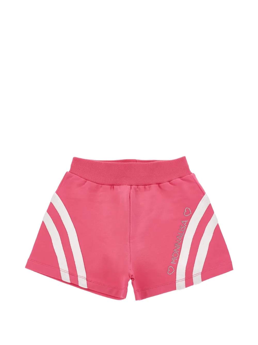 Monnalisa rhinestone-logo shorts - Pink