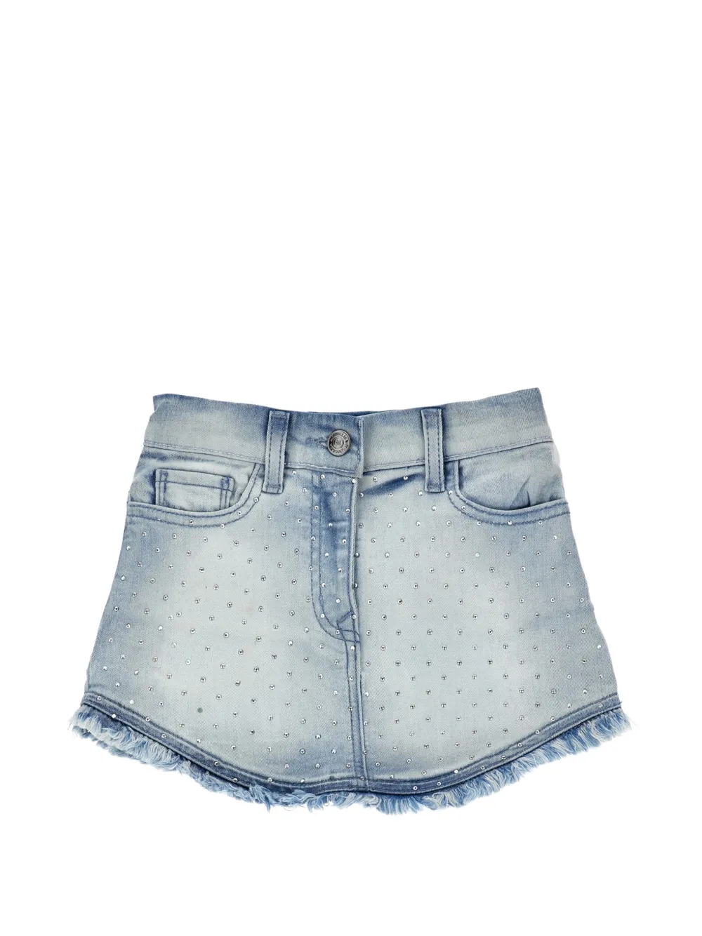 Monnalisa rhinestone-embellished frayed-edge skirt - Blu