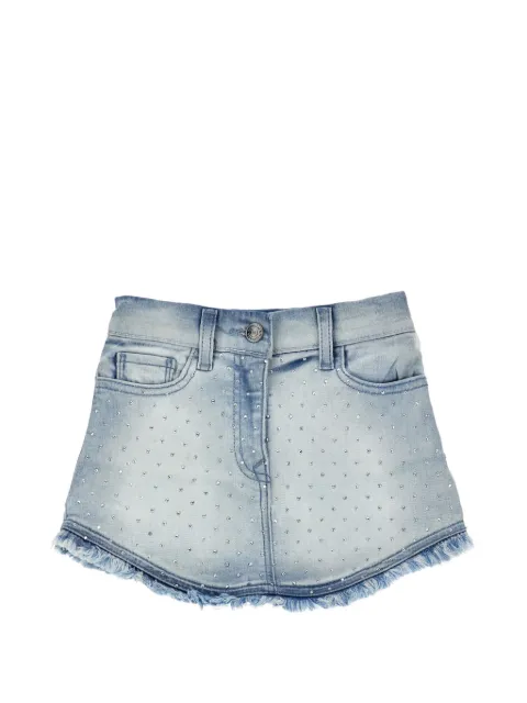 Monnalisa falda con detalles de strass y bordes deshilachados