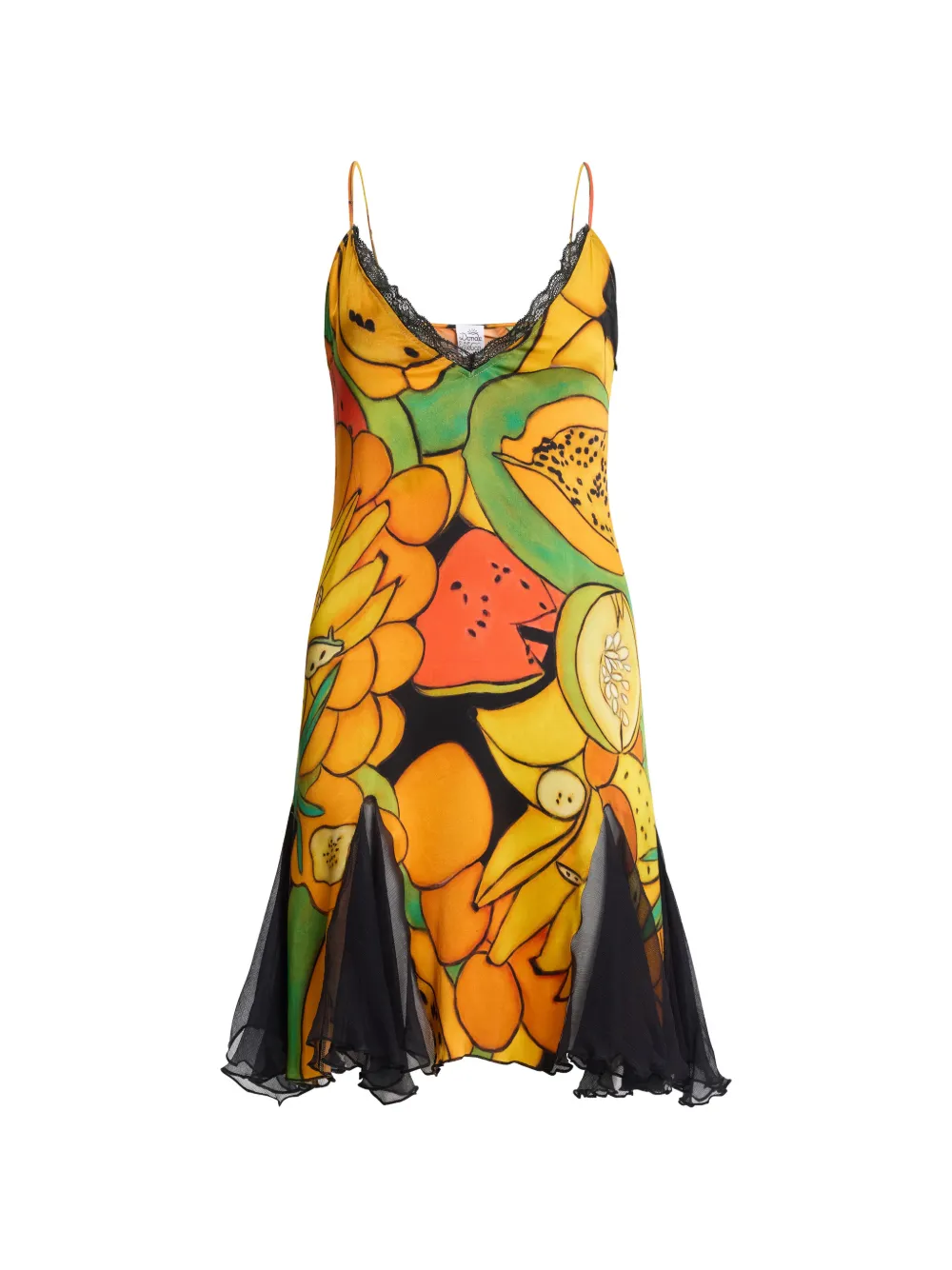 Donde Esteban Fruit Satin Lace Mini Dress In Black