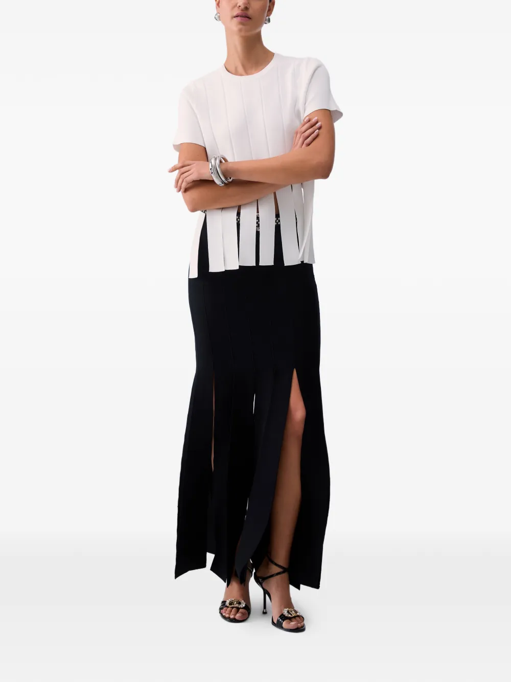  Liu Jo Fringing Round-neck Sweater - White 