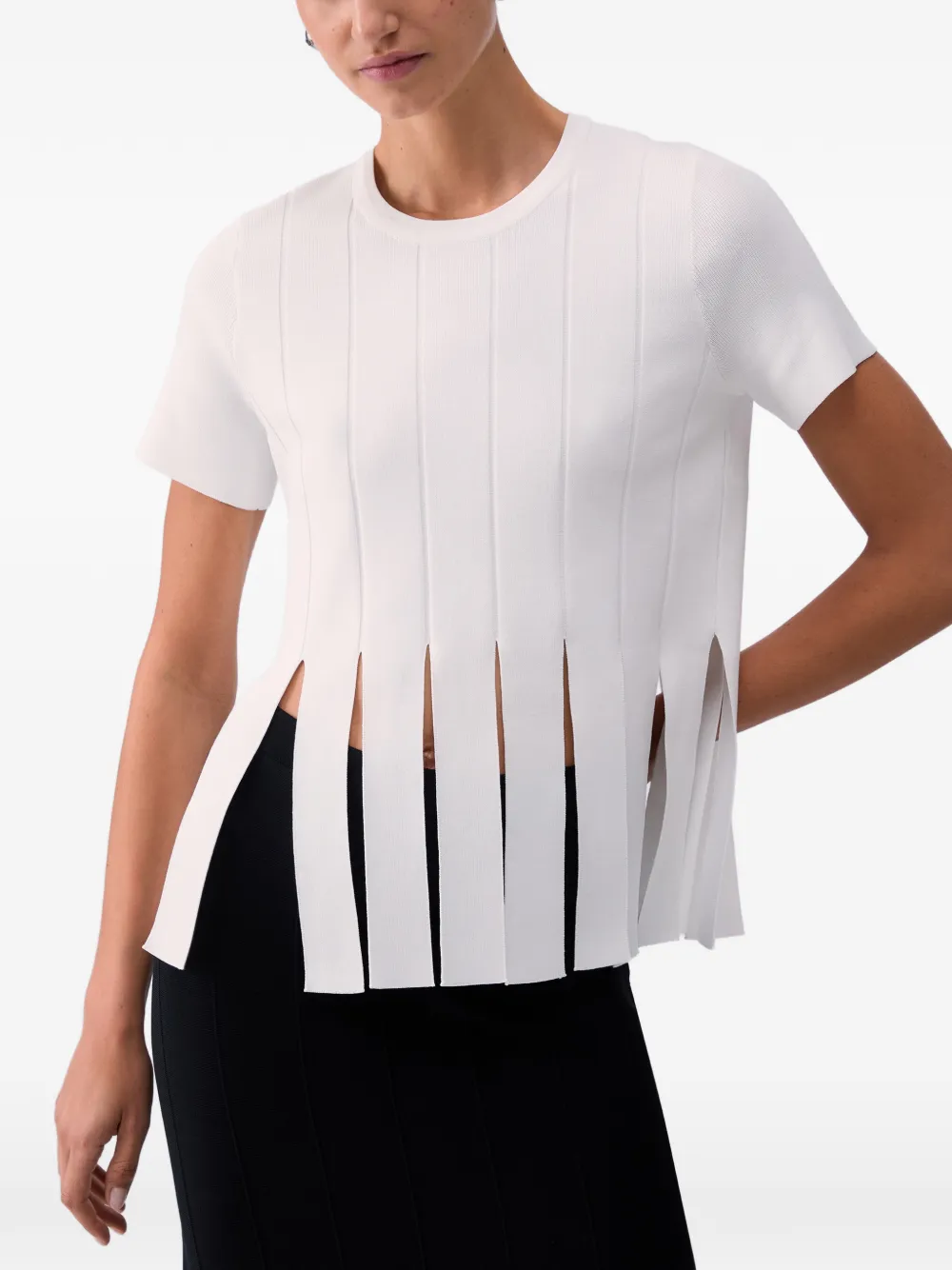 LIU JO fringing round-neck sweater - Bianco