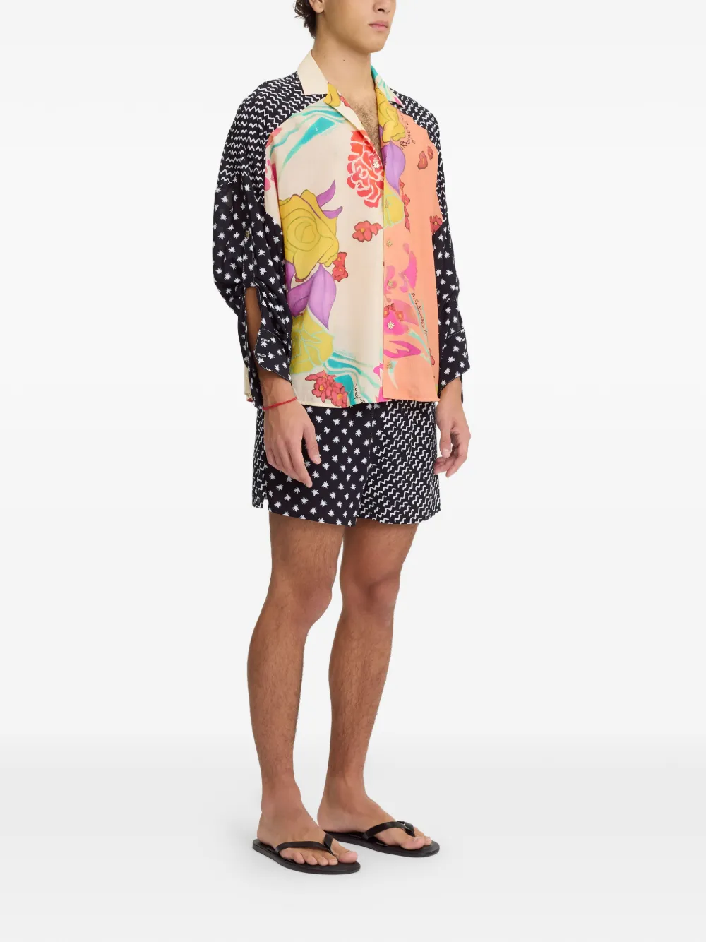 Donde Esteban Shirt met lange mouwen en bloemenprint Zwart