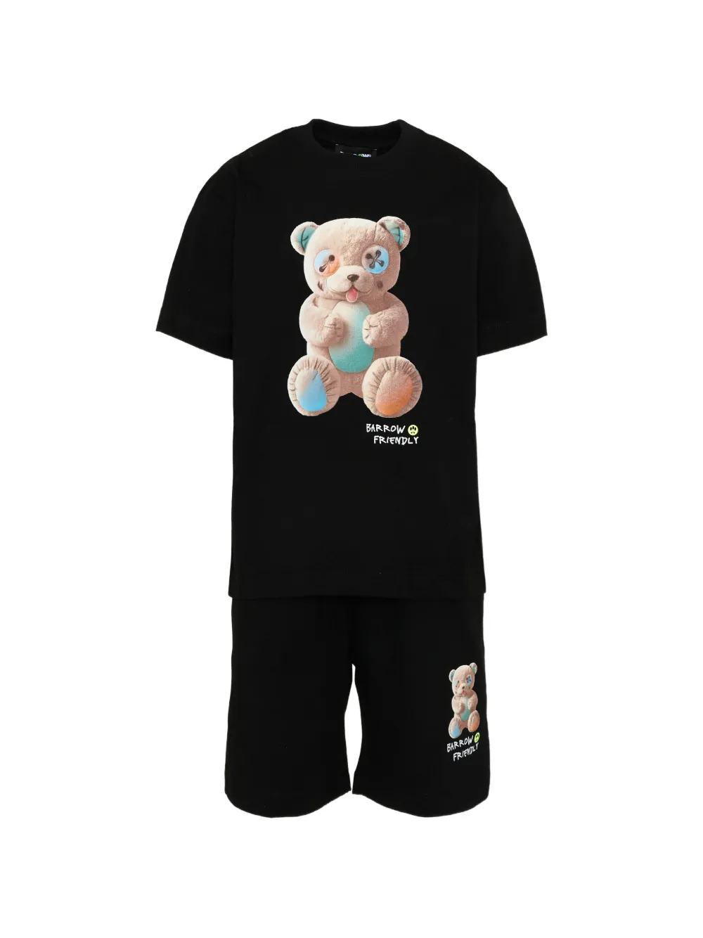 Barrow kids teddy-print shorts set - Nero