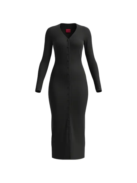 HUGO Vestido gola V com abotoamento
