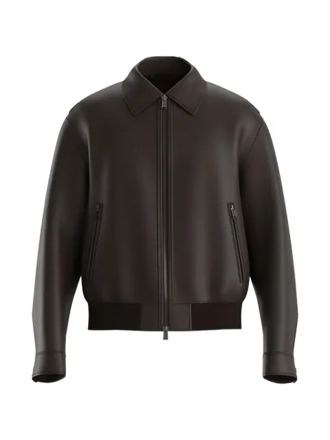 BOSS Jaqueta de couro com zíper