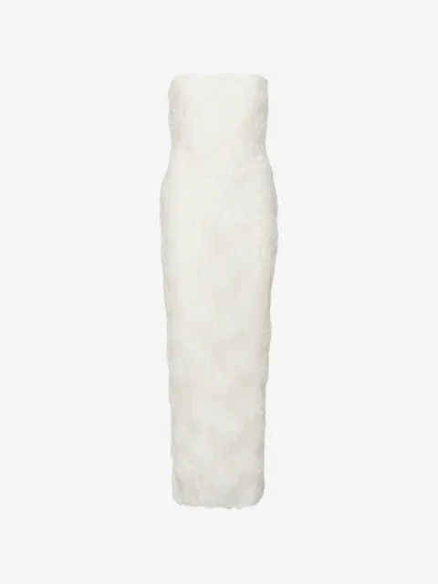 ROTATE BIRGER CHRISTENSEN flower mesh tube dress egret white