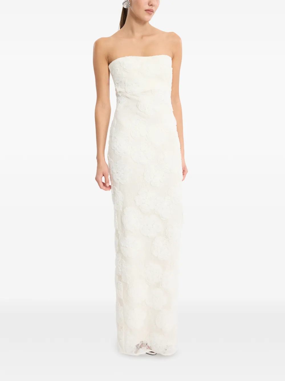 ROTATE BIRGER CHRISTENSEN Mesh tube-jurk met bloemen Beige