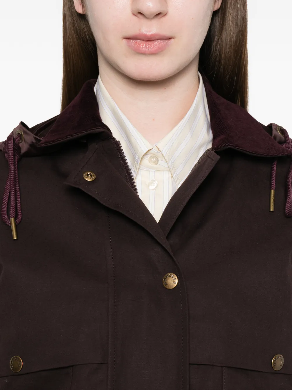 Moncler Jas met capuchon en knoop Paars