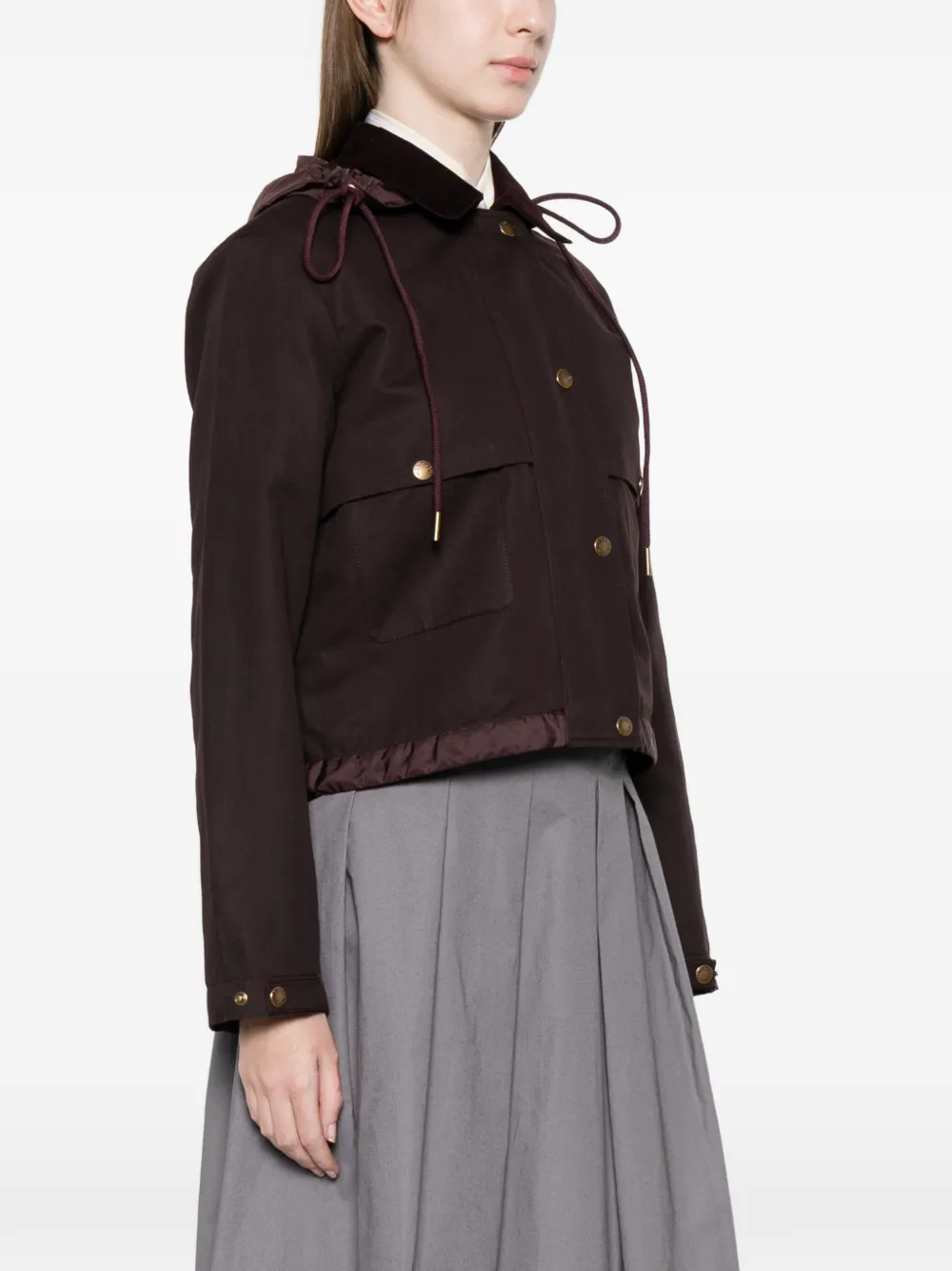 Moncler Jas met capuchon en knoop Paars