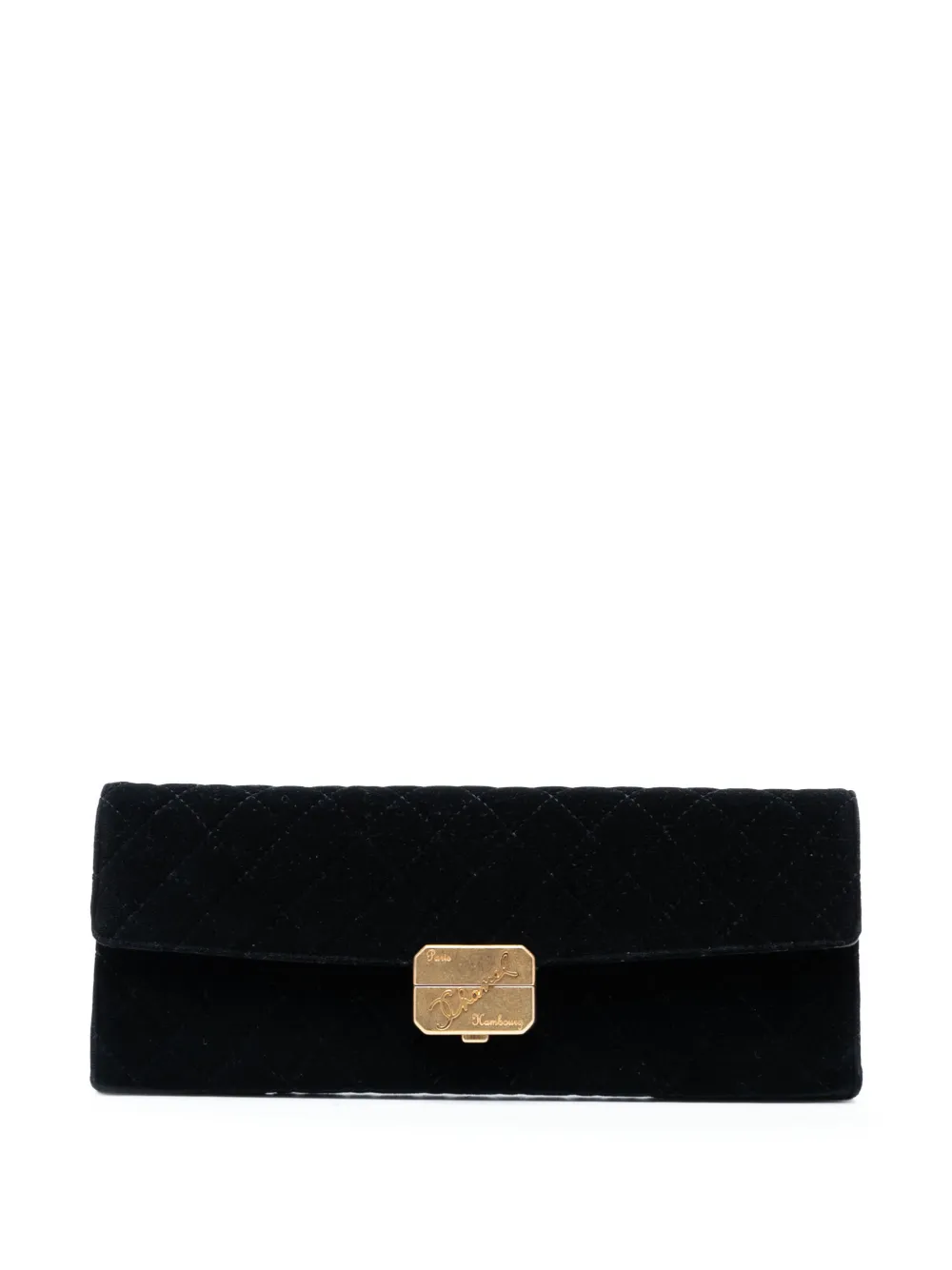 CHANEL Pre-Owned 2018-2019 Paris Hamburg Quilted Velvet clutch bag - Nero