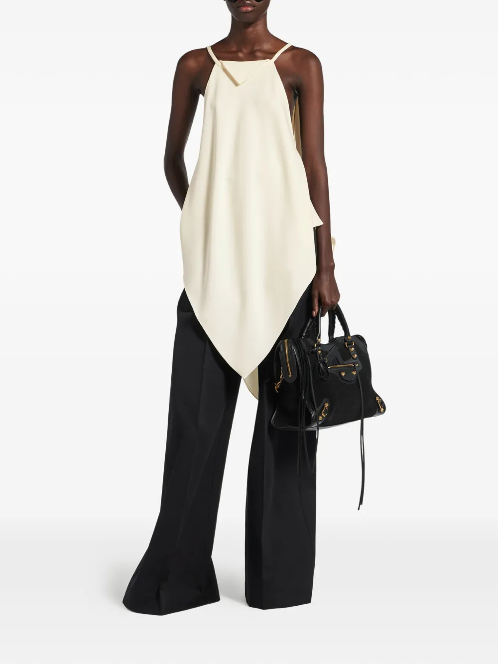 Balenciaga Blouse met spaghettibandjes en V-hals Beige