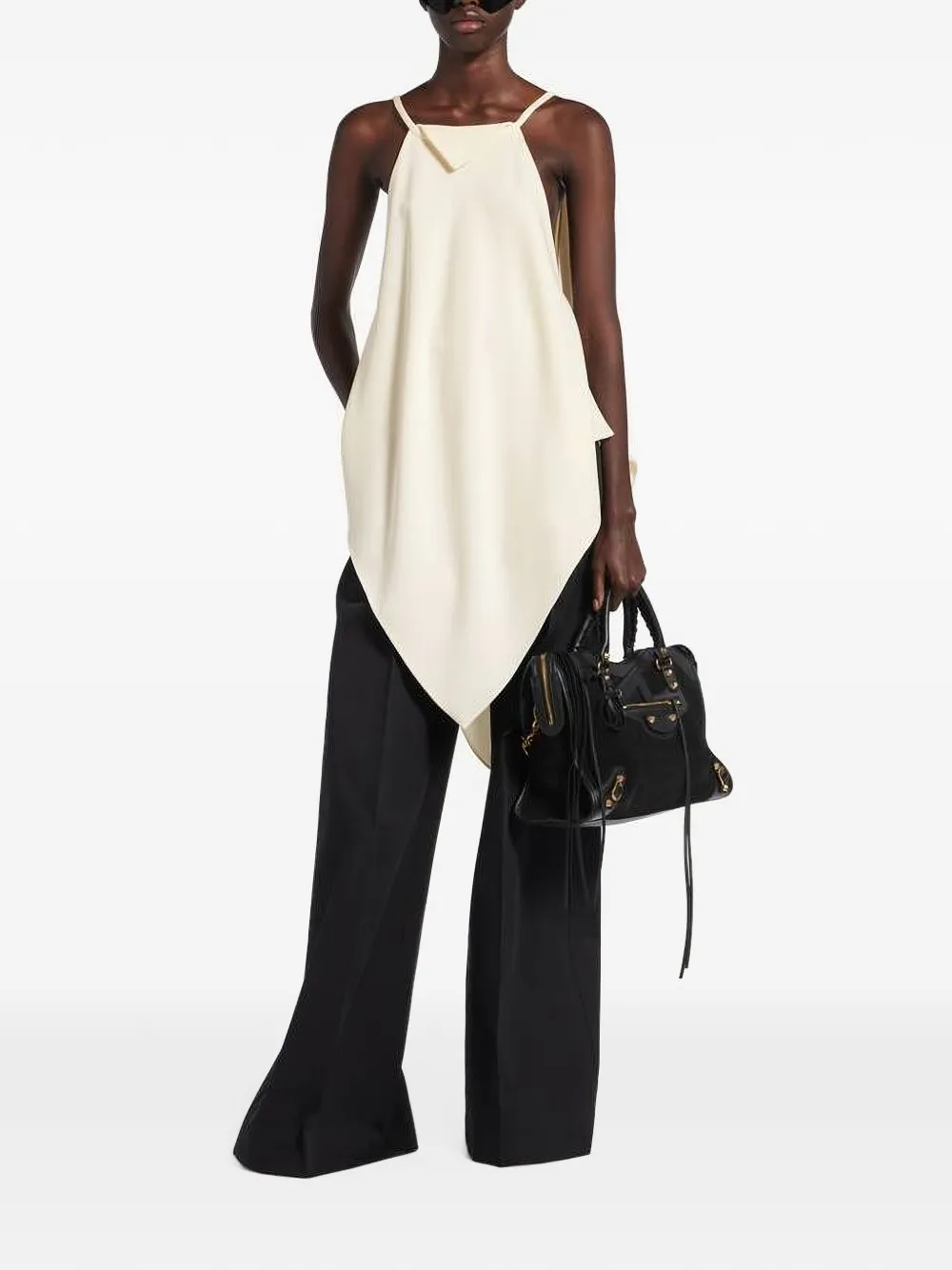 Balenciaga Blouse met spaghettibandjes en V-hals Beige