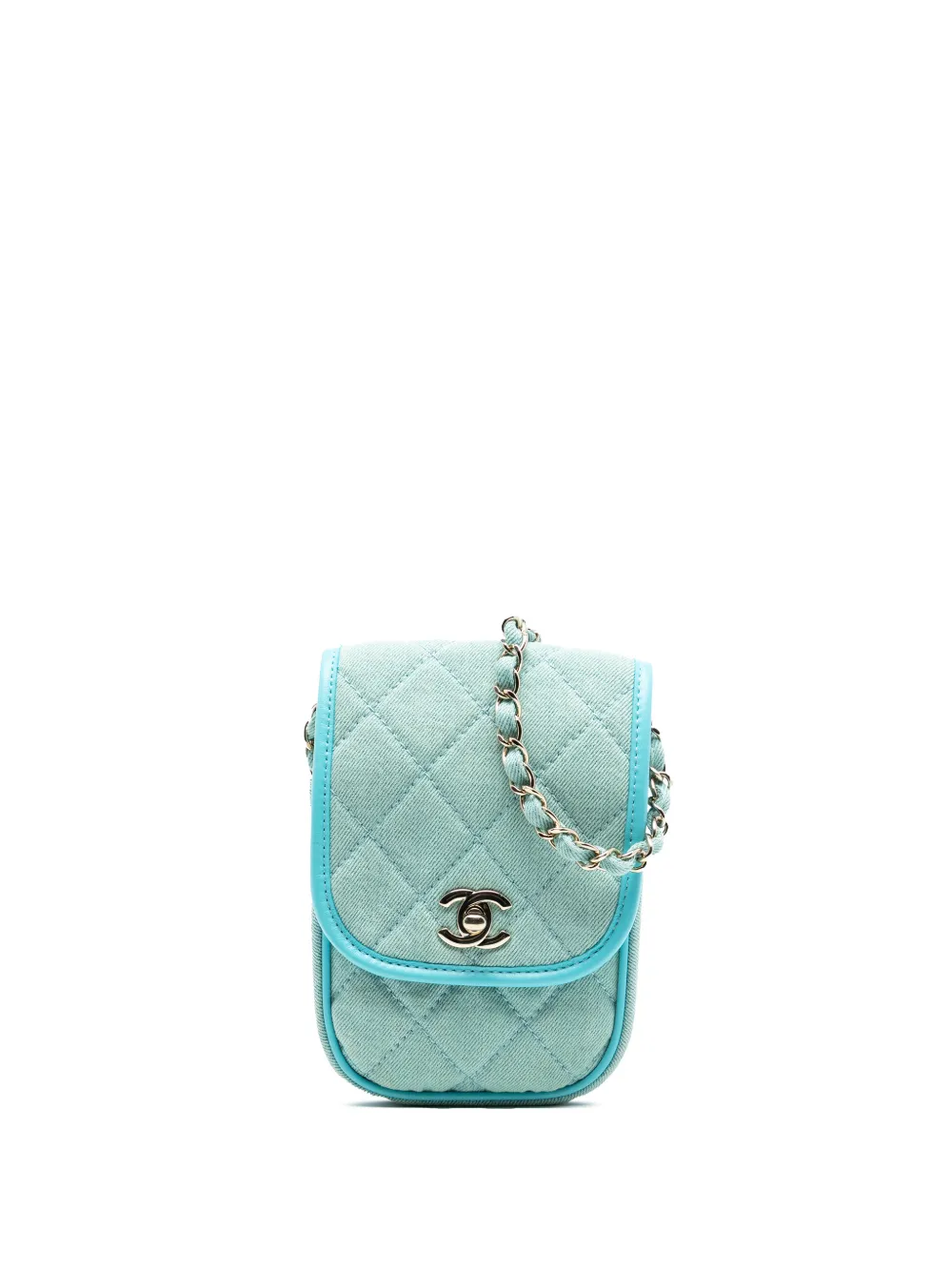 CHANEL Pre-Owned 2021 Mini CC Quilted Denim crossbody bag - Blu