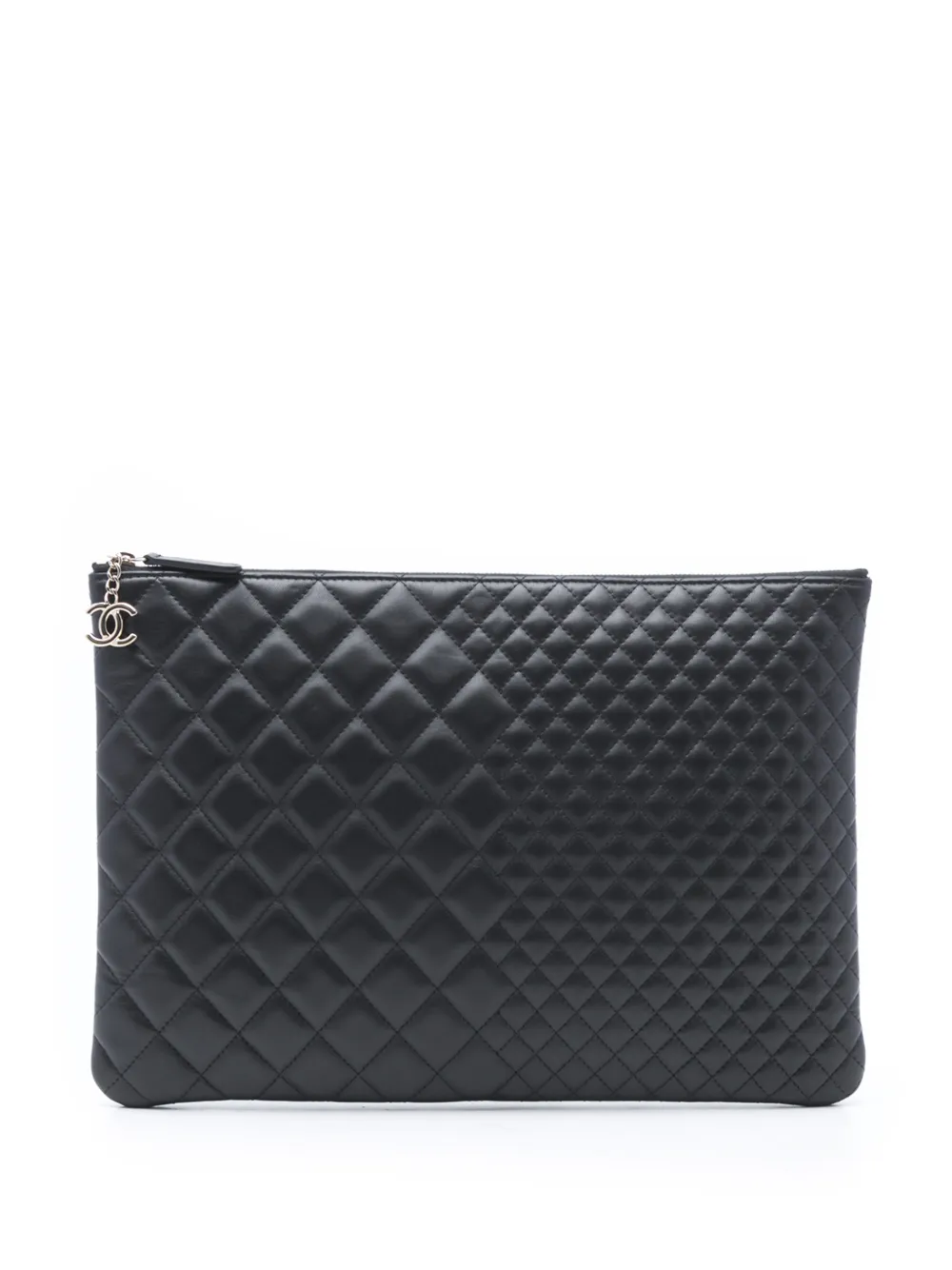 CHANEL Pre-Owned 2016-2017 Large Bi Quilted Lambskin O Case clutch bag - Nero