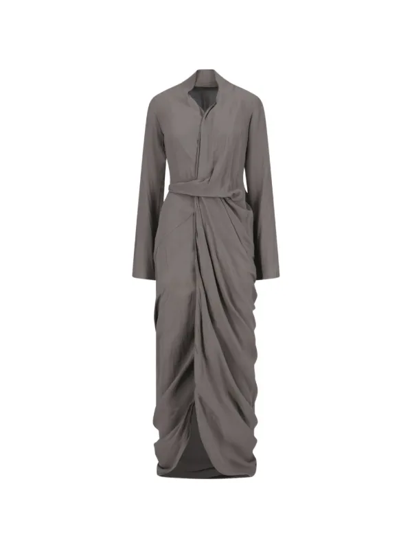 Rick Owens Maxi Wrapped Dress in Brown
