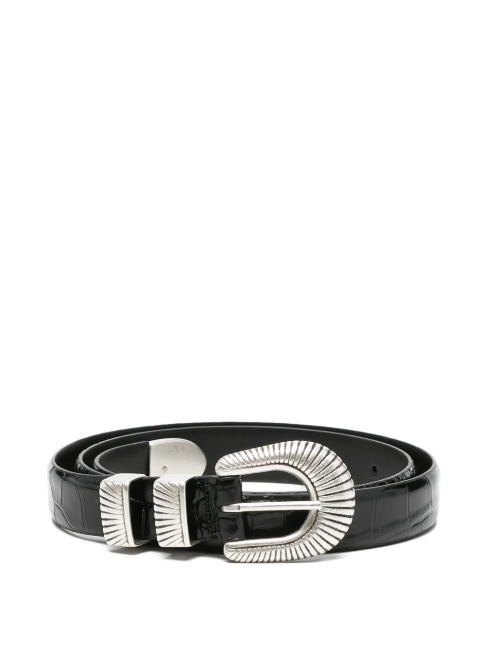 Barena crocodile-effect belt - Nero