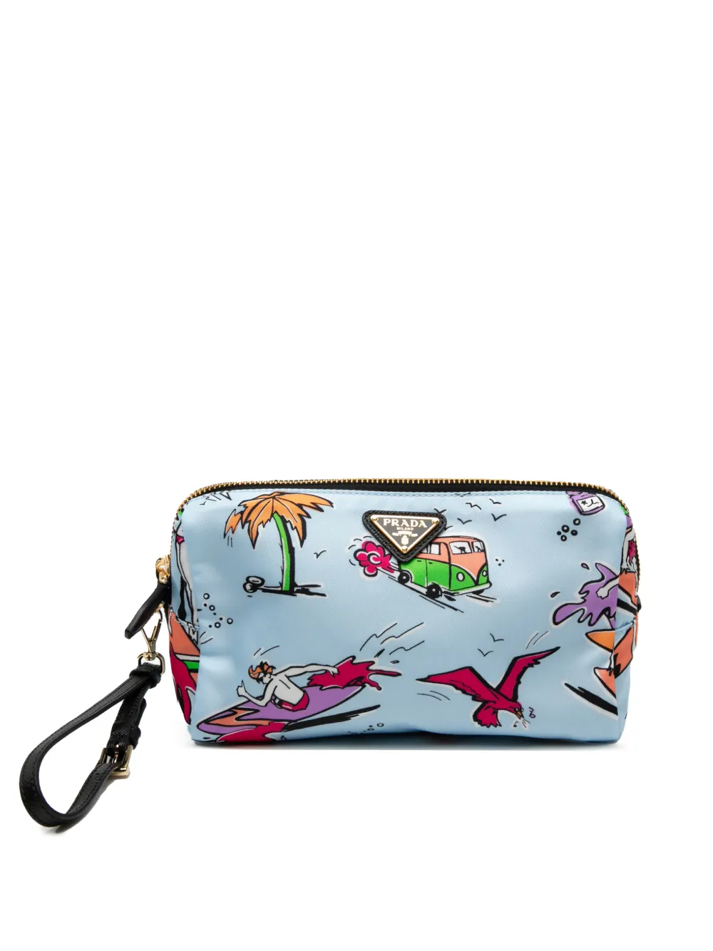 Prada Pre-Owned 2013-2025 Tessuto Stampato Surf Cosmetic pouch - Blu